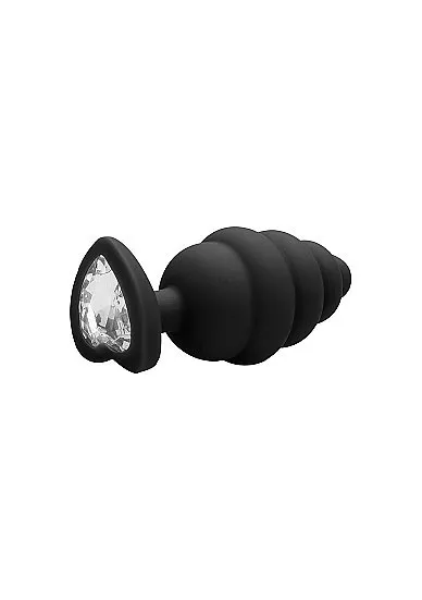 regular-ribbed-diamond-heart-plug-black