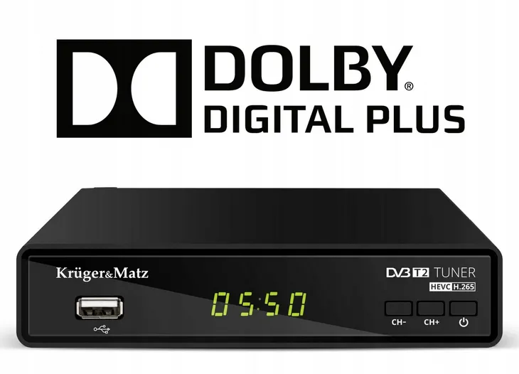 tuner-dvb-t2-krugermatz-h-265-hevc-dekoder-km0550b-stan-nowy-zalaczone-wyposazenie-pilot