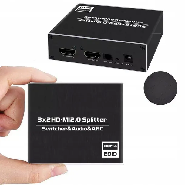 matrix-hdmi-2-0-3x2-switch-splitter-ekstraktor-arc-standard-hdmi-2-0-stan-nowy