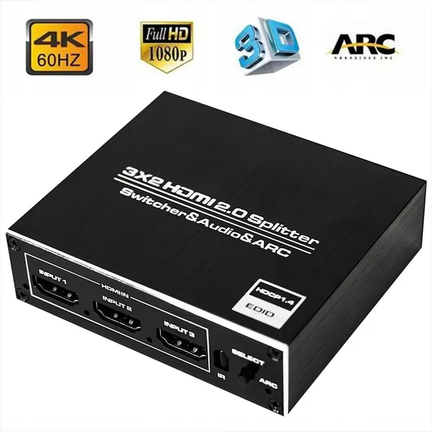 matrix-hdmi-2-0-3x2-switch-splitter-ekstraktor-arc-standard-hdmi-2-0-stan-nowy