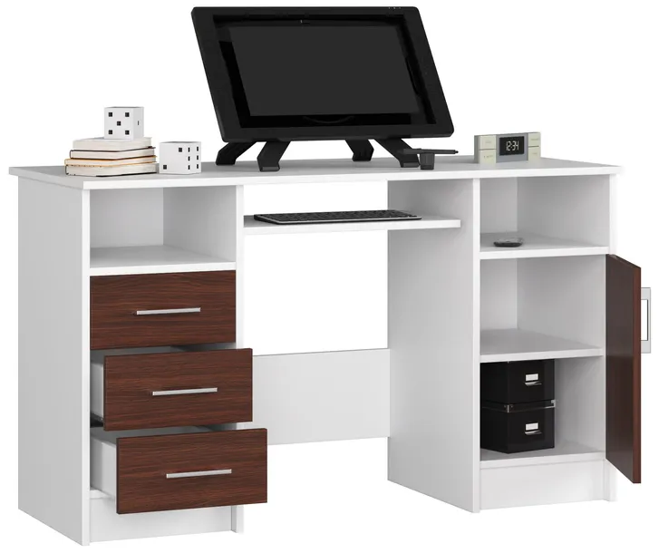 biurko-ana-124-cm-biale-wenge-stan-nowy
