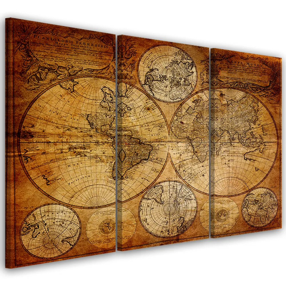 obraz-tryptyk-stara-mapa-swiata-60x30-stan-nowy