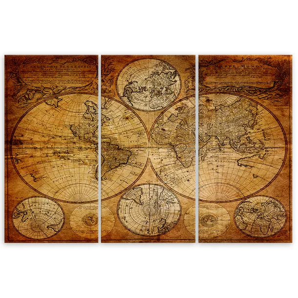 obraz-tryptyk-stara-mapa-swiata-60x30-sposob-wykonania-druk-cyfrowy