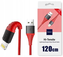 Zdjęcie produktu WZMACNIANY Kabel ROCK do iPhone 5 6 7 8 X XS XR 11
