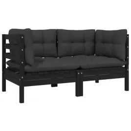 2-osobowa-sofa-ogrodowa-z-poduszkami-czarna-drewno-sosnowe