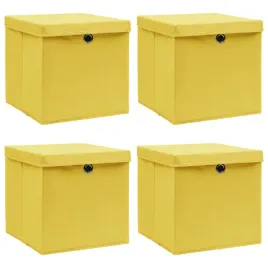 pudelka-z-pokrywami-4-szt-zolte-32x32x32-cm-tkanina