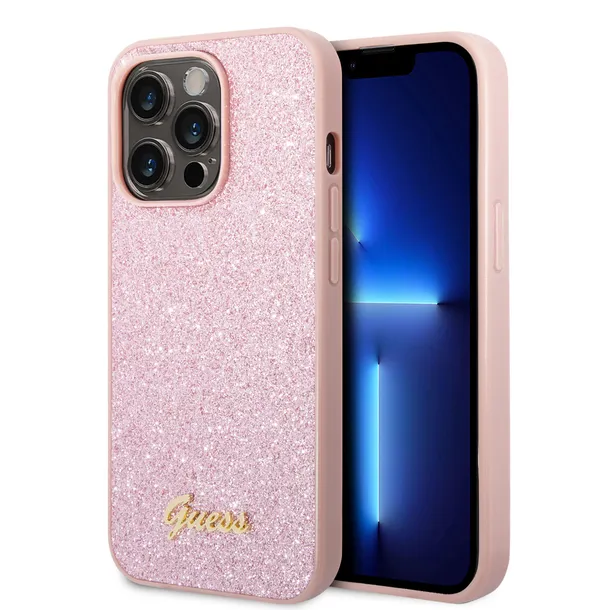 oryginalne-etui-iphone-14-plus-guess-hard-case-glitter-script-rozowe-waga-z-opakowaniem-0-3-kg-stan-nowy