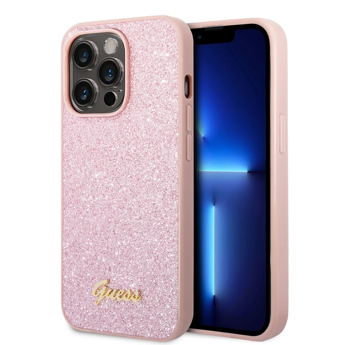 oryginalne-etui-iphone-14-plus-guess-hard-case-glitter-script-rozowe