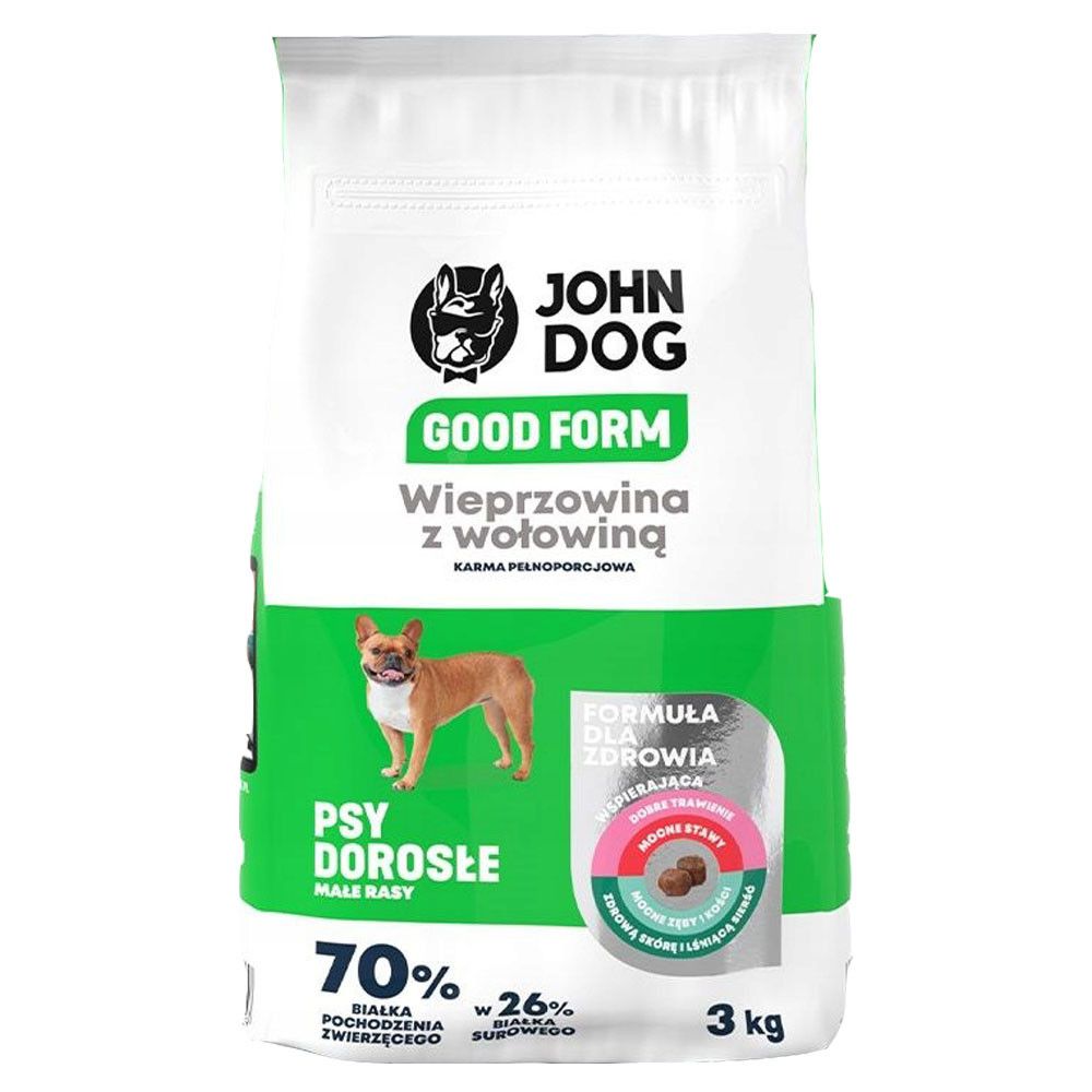 JOHN DOG wieprzowina z wołowiną 3kg małe rasy Sucha Karma GOOD FORM