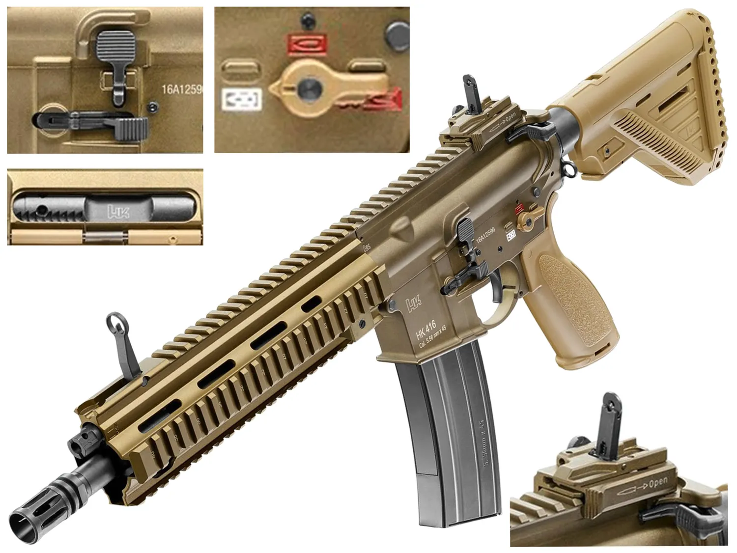 Replika karabinek ASG Heckler&Koch HK416 A5 RAL8000 6 mm green gas