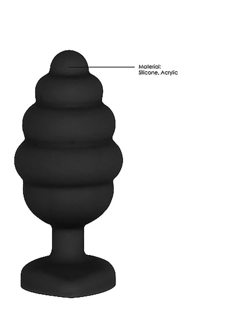 large-ribbed-diamond-heart-plug-black