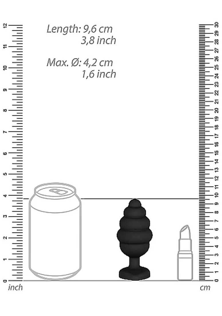 extra-large-ribbed-diamond-heart-plug-black
