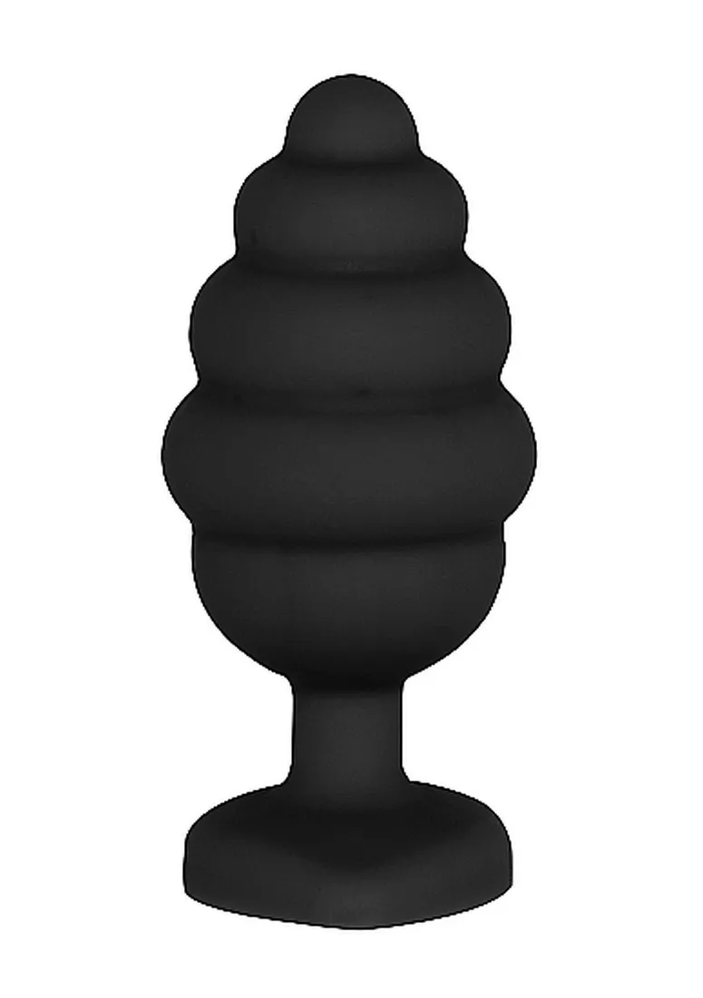 extra-large-ribbed-diamond-heart-plug-black
