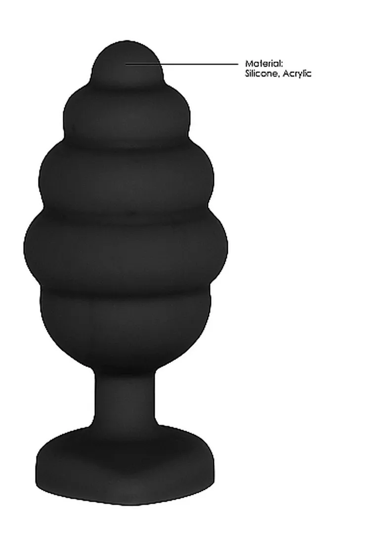 extra-large-ribbed-diamond-heart-plug-black