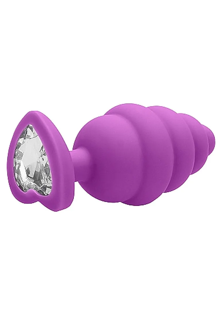 extra-large-ribbed-diamond-heart-plug-purple