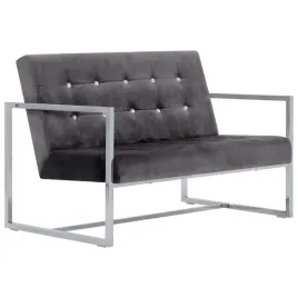 2-osobowa-sofa-z-podlokietnikami-ciemnoszara-chrom-i-aksamit
