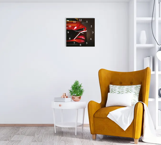 zegar-scienny-cichy-red-supercar-30x30-stan-nowy