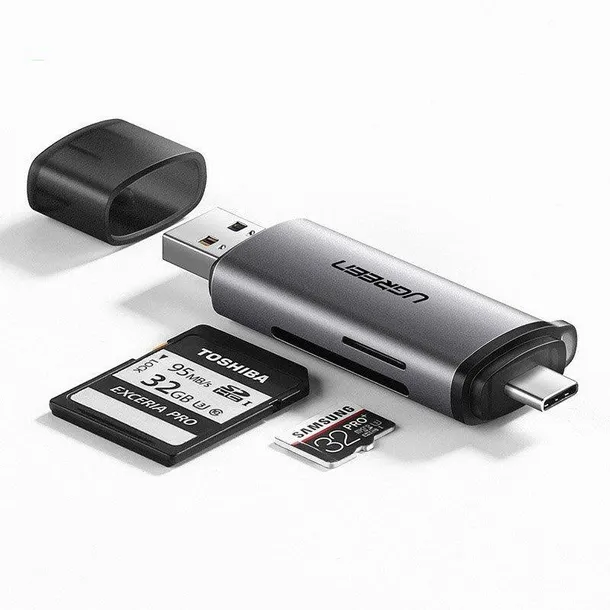 adapter-usb-usb-c-ugreen-czytnik-kart-sd-microsd-szary-stan-nowy