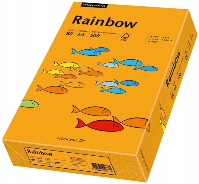 Papier ksero Rainbow A4 80g 500 ark pomarańczowy