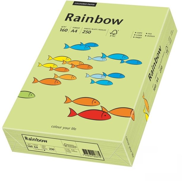 Papier ksero Rainbow A4 160g 250 ark zielony jasny