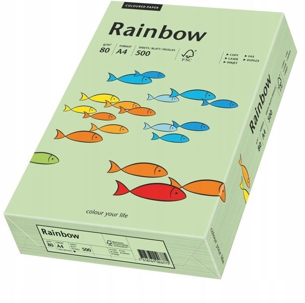 Papier ksero Rainbow A4 80g 500 ark seledynowy