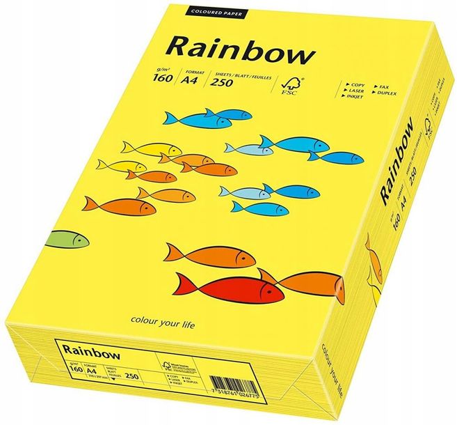 Papier ksero Rainbow A4 160g 250 ark ciemny żółty