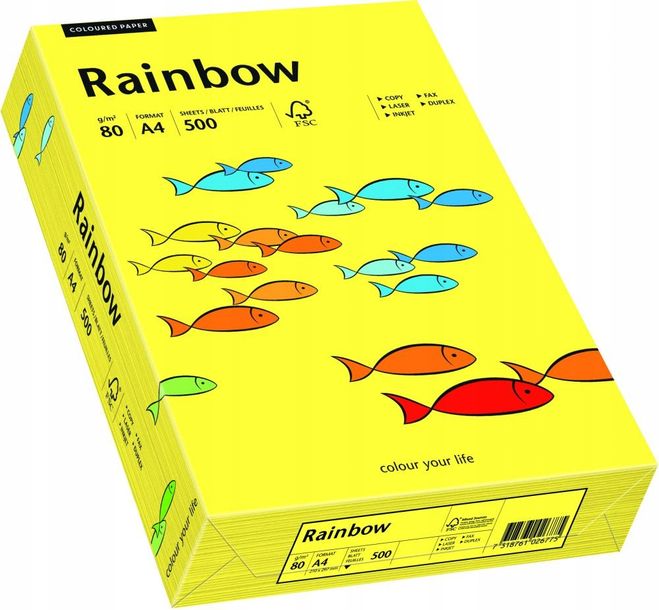 Papier ksero Rainbow A4 80g 500ark słoneczny żółty