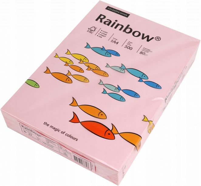 Papier ksero Rainbow A4 80g/m2 500ark jasny różowy