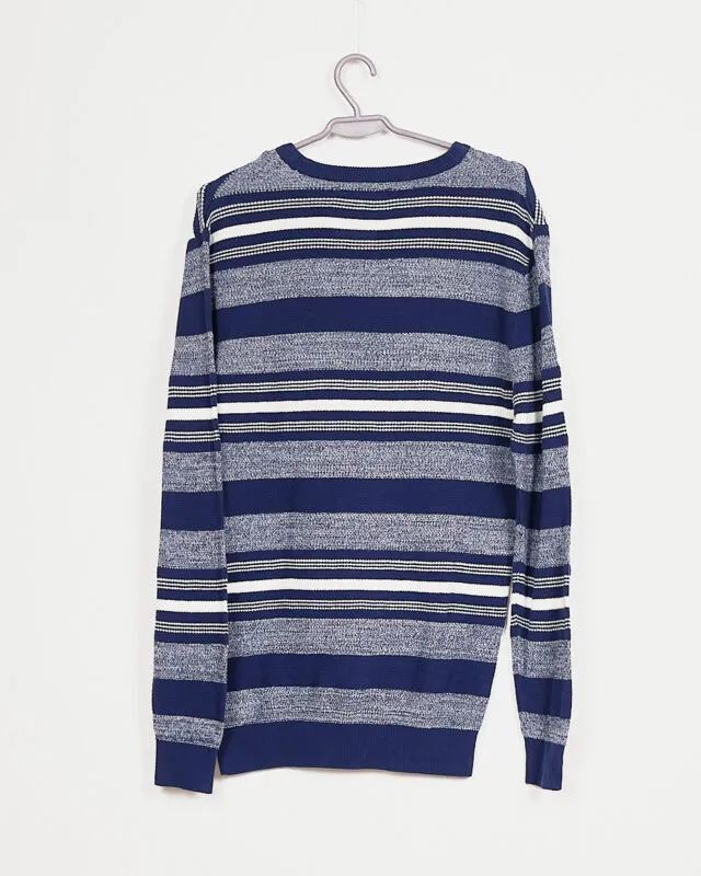 sweter-meski-granatowy-paski-easy-r-s-stan-nowy