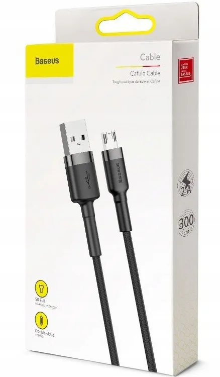 kabel-usb-do-micro-usb-szaro-czarny-300-cm-stan-nowy