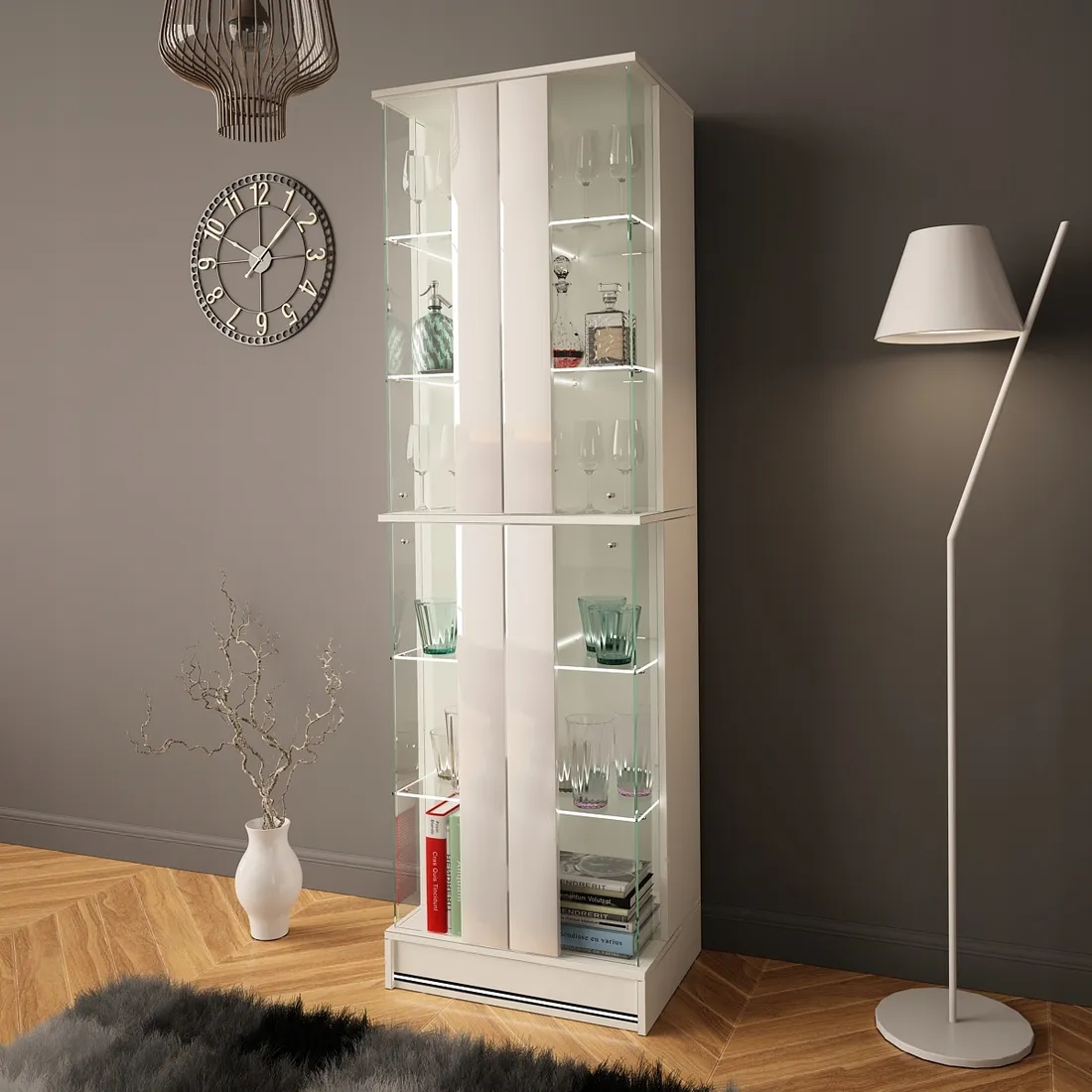 witryna-efecto-03-55x40cm-bialy-polysk-led-meg-stan-nowy