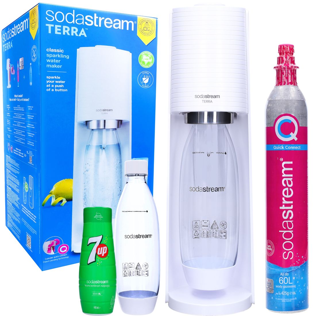 SATURATOR SODASTREAM TERRA BIAŁY ZESTAW SYROP 440 ERLI.pl