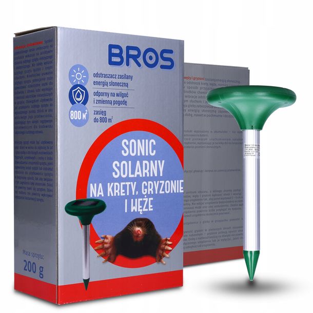 Bros ODSTRASZACZ Na KRETY SONIC SOLARNY 800m2 ERLI Pl