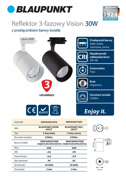 reflektor-vision-czarny-led-blaupunkt-stan-nowy-rodzaj-gwintu-inny