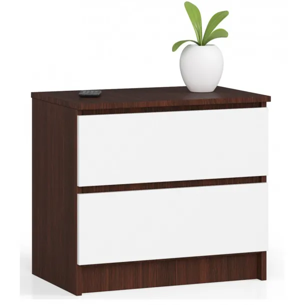szafka-nocna-akord-k60-wenge-60-cm-2-szuflady-fronty-kolor-bialy-mat