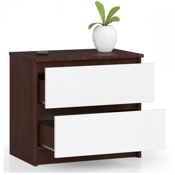 szafka-nocna-akord-k60-wenge-60-cm-2-szuflady-fronty-kolor-bialy-mat-stan-nowy