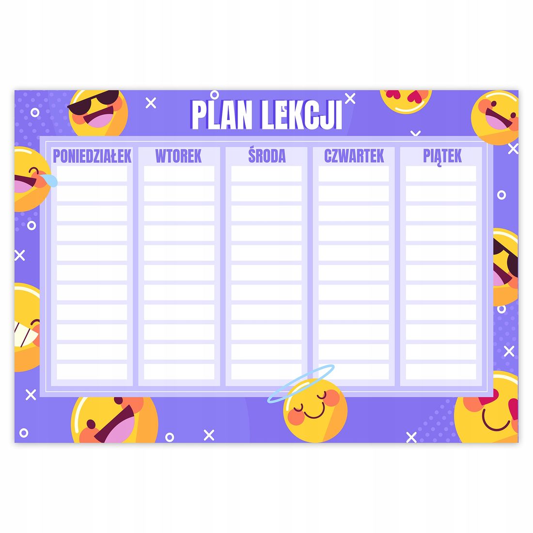 PLAN LEKCJI 40x28cm Śmieszne Emoji Szkoła Wzory - ERLI.pl