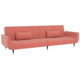 2-osobowa-kanapa-z-2-poduszkami-rozowa-aksamitna