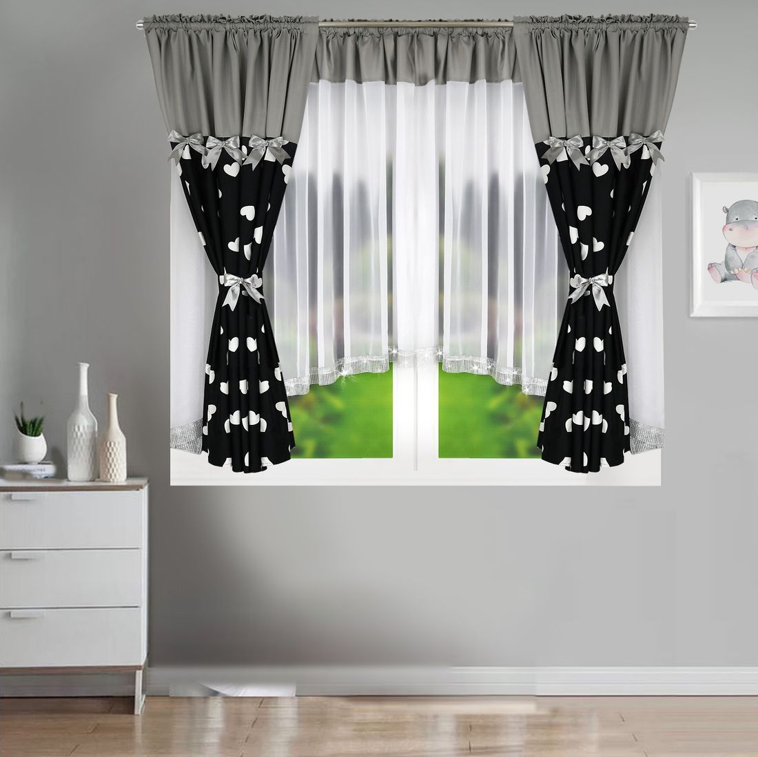 KOMPLET DEKO FIRANA Z ZASŁONAMI RÓŻNE KOLORY ERLI.pl