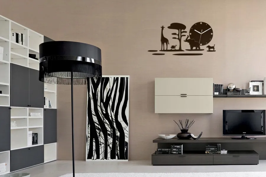 zegar-scienny-ultra-cichy-safari-3d-wenge