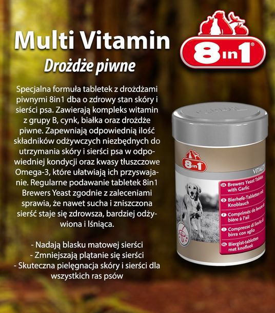 8IN1 MULTI VITAMIN WITAMINY DLA PSA DROŻDŻE PIWNE – 133382874 - ERLI.pl
