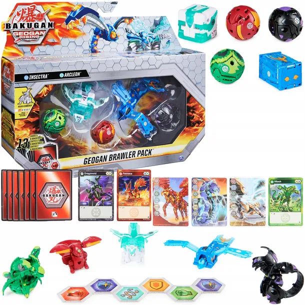 Bakugan Geogan Brawler – Paquete de 5 unidades exclusivo Hyenix e