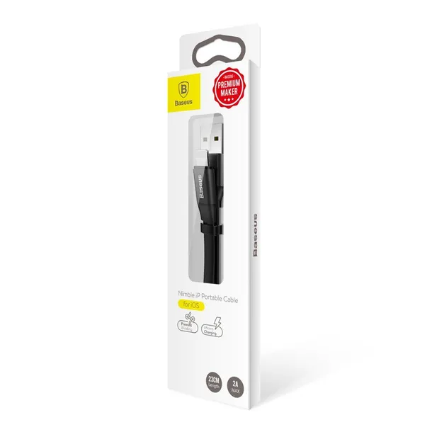 baseus-nimble-lightning-cable-23cm-szary-stan-nowy