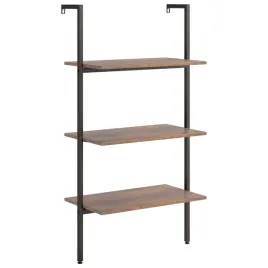 regal-z-3-polkami-ciemnobrazowo-czarny-64x35x1205-cm
