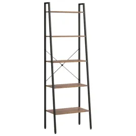 regal-drabina-z-5-polkami-ciemnobrazowo-czarny-56x35x174-cm