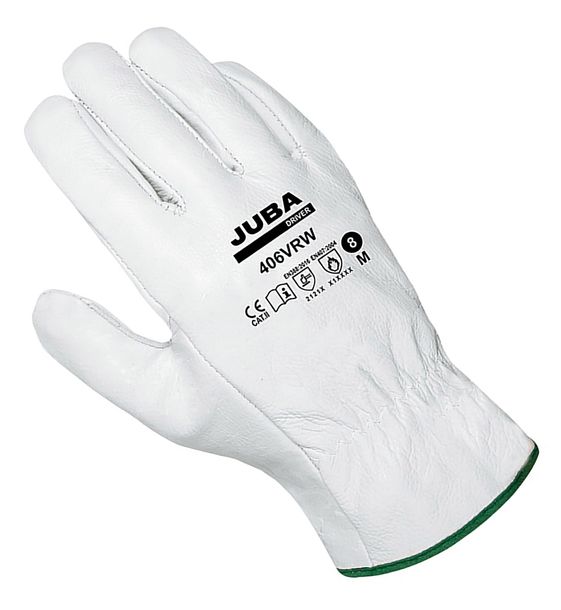 Rękawiczki robocze BHP rękawice ochronne 406VRW skóra licowa biała JUBA