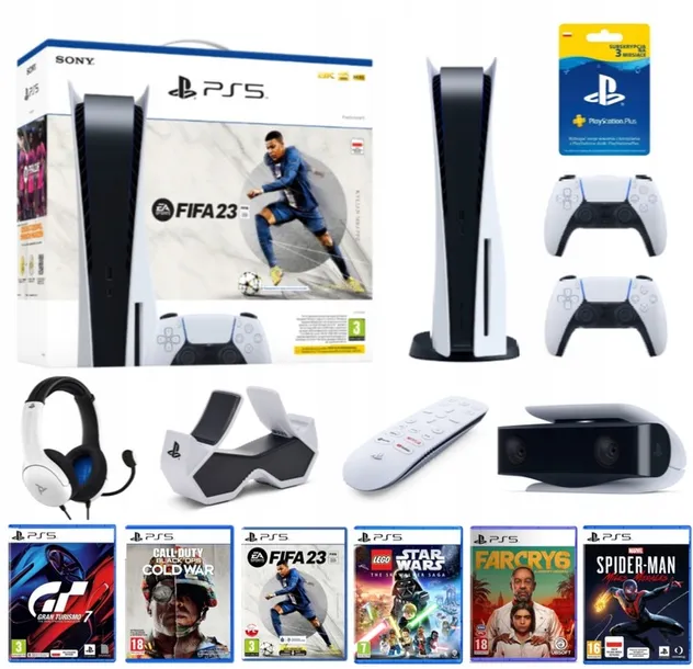 PlayStation - 【新品未使用品】ハッピー_PlayStation5 PlayStation 5 + Oryginalne Akcesoria Sony + 6x Gry PS5 + KOD