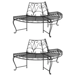 polokragle-lawki-pod-drzewo-2-szt-o160-cm-czarne-stalowe