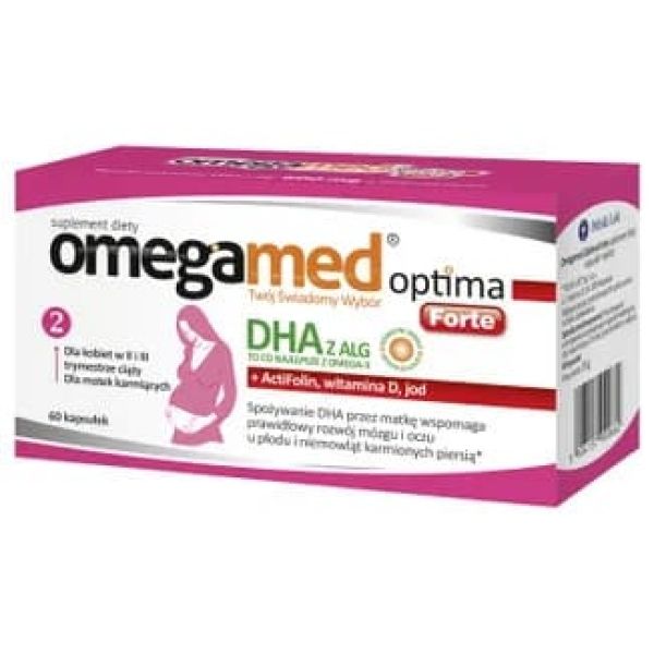 Фото - Вітаміни й мінерали Optima Omegamed  Forte DHA z alg dla kobiet w II i III trymestrze 60 szt. 
