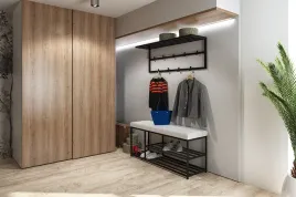 minimalistyczna-lawka-z-polkami-na-buty-100x35-tapicerowane-siedzisko-stal